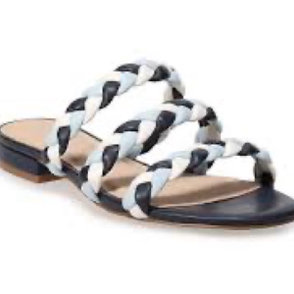 NWT / EUC Draper James RSVP Black Navy Braided Flat Sandals 8.5